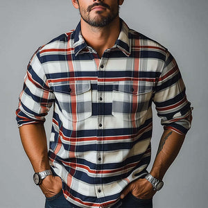 Herren-Langarmhemd im Retro-Karomuster für den frühen Frühling