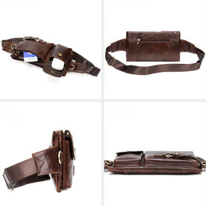 Klassische Hüft- und Umhängetasche aus echtem Leder für Herren