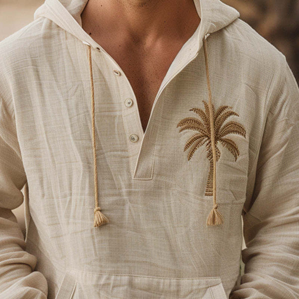 Men's Palm Leaf Embroidered Hoodie