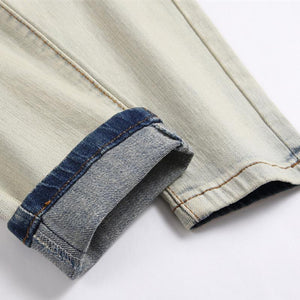 Zerrissene Stretchjeans im Punk-Patchwork-Stil für Herren