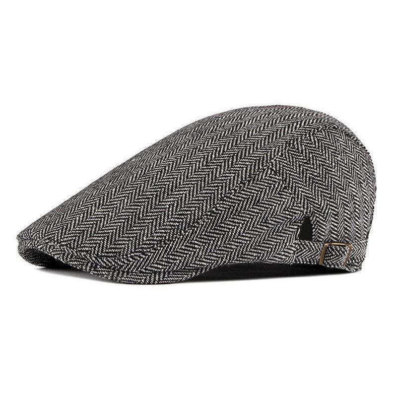 Herren-Baskenmütze im Vintage-Stil mit Fischgrätenmuster