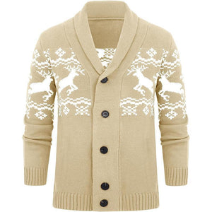 Herren-Strickjacke aus Elch-Jacquard-Strick