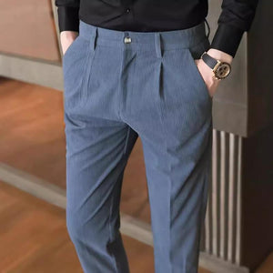 Men's Casual Business Solid Color Corduroy Straight Suit Pants