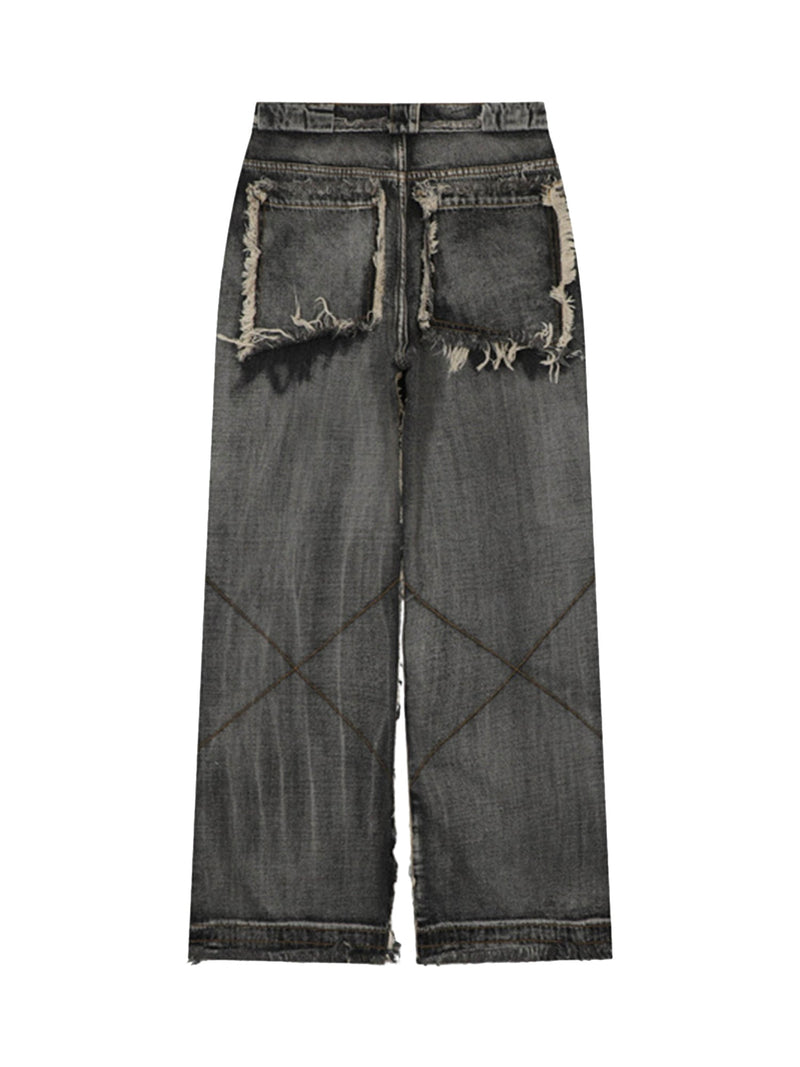 High Street – Jeans mit verwaschenem und abgenutztem Schnitt und Raw Edge 
