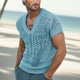 Sommermode für Herren, V-Ausschnitt, gestricktes Mesh, atmungsaktives T-Shirt