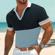 Men's Summer Fashion V-neck Colorblock Knitted T-shirt