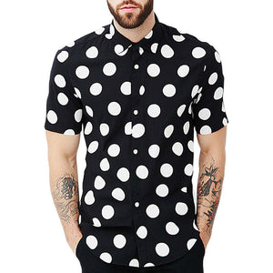 Men's Summer Skin Friendly Polka Dot Casual Short Sleeve Shirt