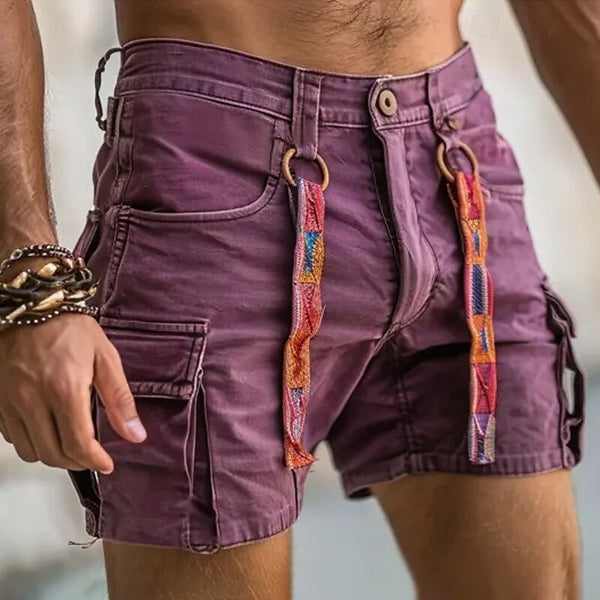 Men's Cargo Shorts Chino Shorts Summer Shorts Bermuda shorts Work Shorts Buttons Woven Multi Pocket Plain Comfort Soft Short Outdoor Casual Daily Fashion Streetwear Purple Micro-elastic