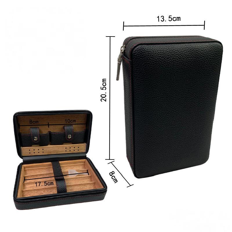 Men's Portable Cigar Humidor Leather Set Storage Bag