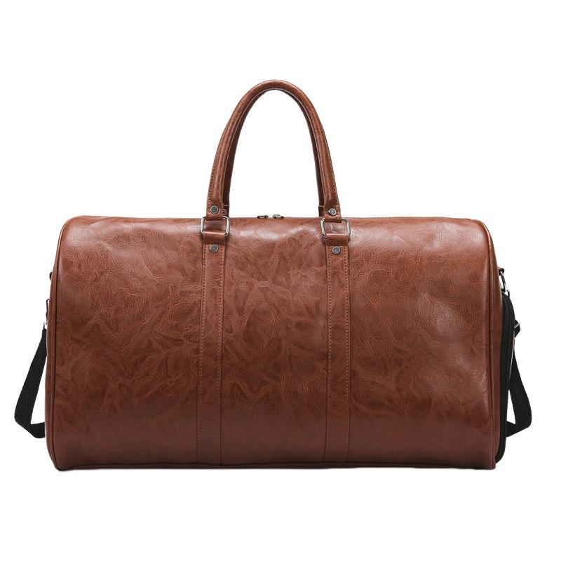 Men's Vintage Large Capacity Leather Sports Fitness Travel Bag