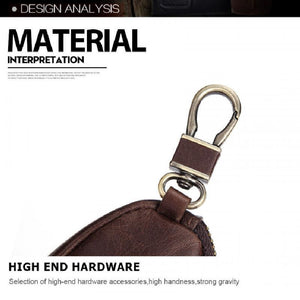 Men's Classic Cowhide Car Key Zipper Wallet