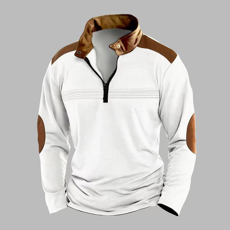 Herren Colorblock Reißverschluss Stehkragen Langarm Casual Sweatshirt