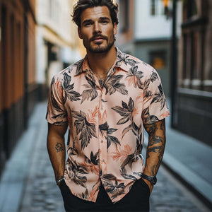 Men's Summer Hawaiian Retro Print Casual Short Sleeve Shirt