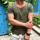 Men's Vintage Cotton Hole Round Neck Short Sleeve T-Shirt