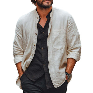 Dünnes Aprikosen-Freizeithemd für Herren im Frühling und Sommer