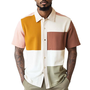 Men's Stylish Contrast Print Short Sleeve Shirt