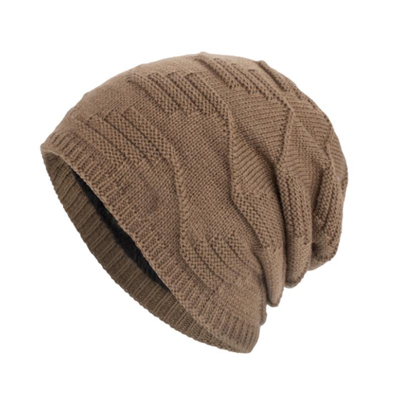 Warme Vintage-Strickmütze mit Plüschfutter für Herren