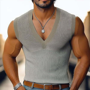 Men's Summer Basic V-neck Thin Slim Tank Top