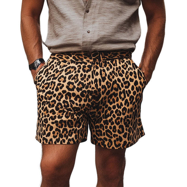 Lässige kurze Hose für Herren im Retro-Stil mit Leopardenmuster
