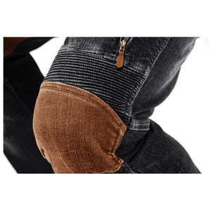 Herren Route 66 Motorradhose Outdoor Vintage Yellowstone Washed Cotton Washed Hose mit Reißverschlusstasche