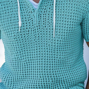 Men's Spring Fashion Woven Slim Fit Hooded Short Sleeve T-Shirt