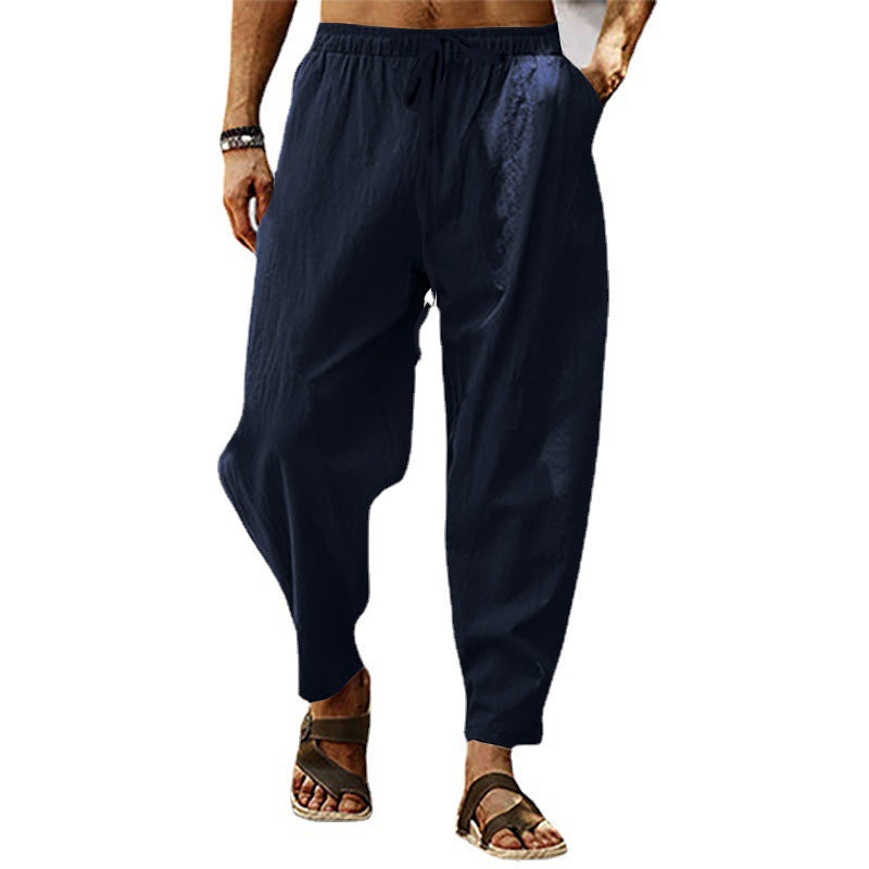 MEN'S HIP HOP BREATHABLE COTTON LINEN LOOSE CASUAL SPORTS PANTS