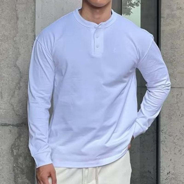Men's Vintage Casual Solid Color Henley Long Sleeve T-Shirt