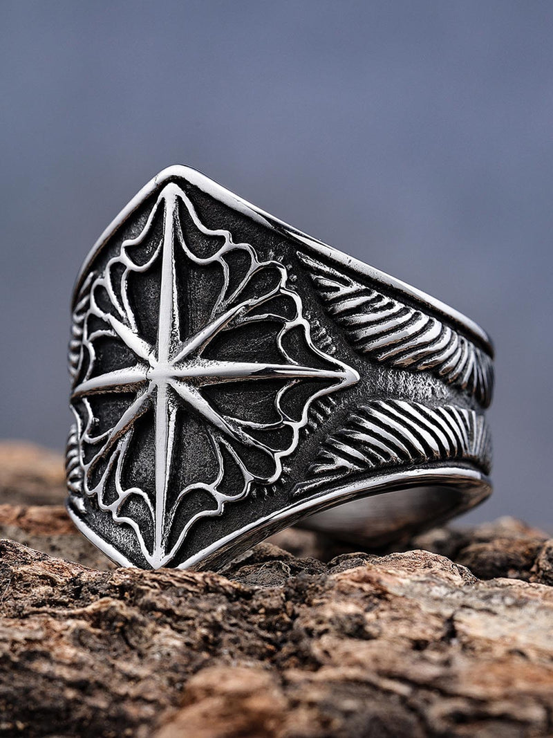 Star Engrave Steel Ring