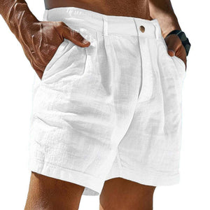 Herren Leinen Einfarbige Sommershorts Strandshorts