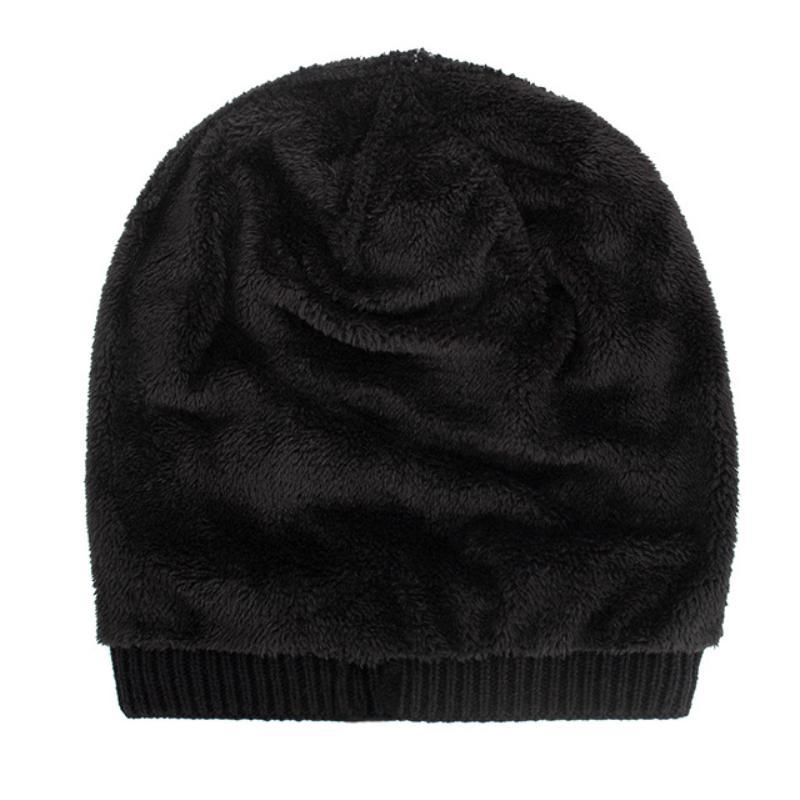 Warme Vintage-Strickmütze mit Plüschfutter für Herren