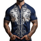 Men's Retro Casual Baroque Palace Printed Collarless Short Sleeve Shirt