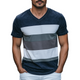 Men's Spring Fashion Personality Slim V-neck Suede Splicing Short Sleeve T-shirt