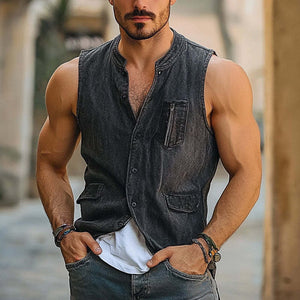 Men's Vintage Denim Single Breasted Vest