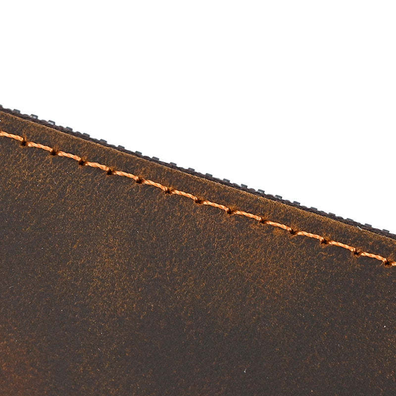 Herren Vintage Crazy Horse Leder Große Kapazität Reißverschluss Lange Brieftasche 