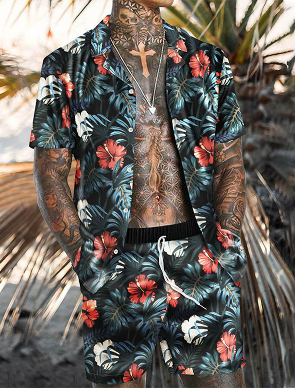 Men's 3D Print Hawaiian Aloha Design Turndown 2 Piece Clothing