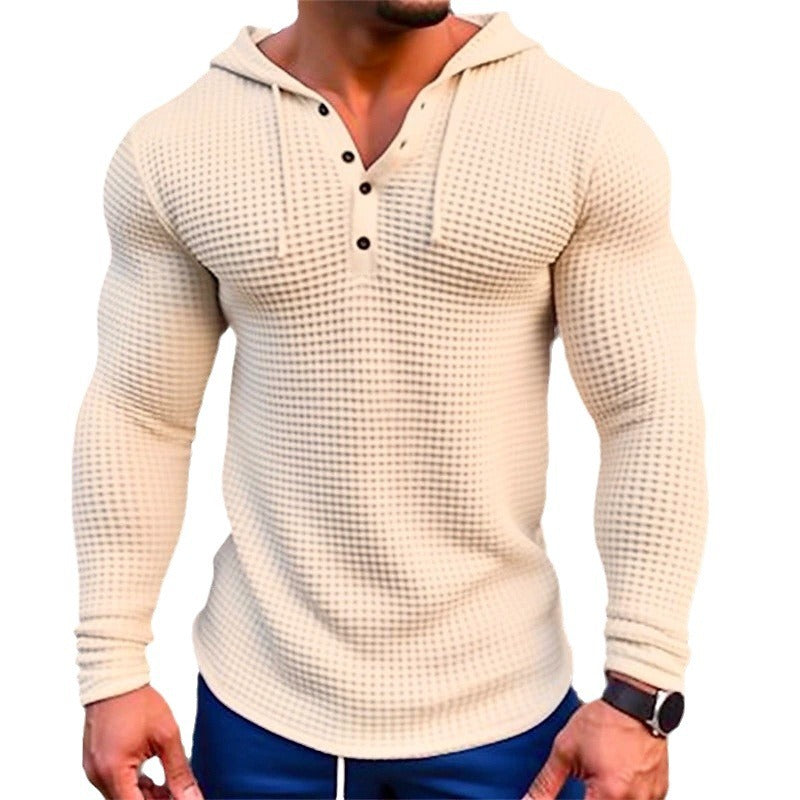 WAFFLE BUTTON HOODIE T-SHIRT