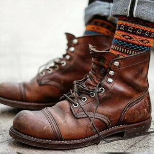 Herren Vintage Martin Boots Western Style Schnürstiefel aus Leder