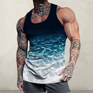 Men's Casual Gradient Wave Ripple Tank Top