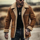 Men's Fleece Suede Lapel Suede Single Breasted Multi-pocket Coat