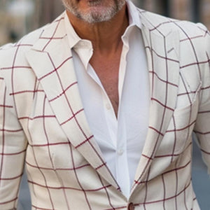 Herren-Blazer im Retro-Stil mit lässigem Karomuster und Taschen