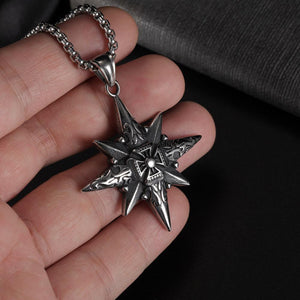 Vintage Casual Octagonal Star Cross Necklace