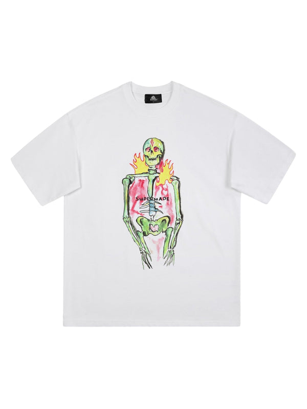 Hand-painted Skull Print T-shirt