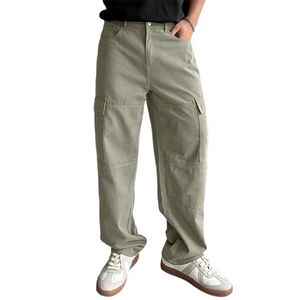 Men's Cotton Vintage Washed Casual Cargo Pants