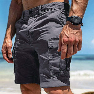 Men's Solid Color Multi-Pocket Cargo Shorts