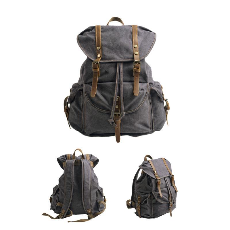 Men's Retro Outdoor Large Capacity Multi-Pocket Canvas Backpack