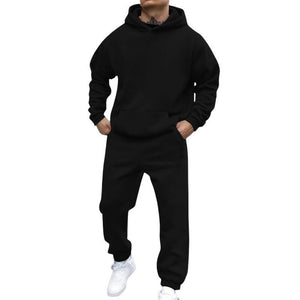 Men's Casual Loose Fleece Long-sleeved Hoodie Sweatpants Set