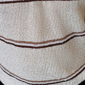 Men's Casual Lapel Striped Jacquard Loose Knitted Short Sleeve Sweater T-Shirt