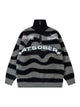 Stand Collar Striped Zip Up Fleece Sweater