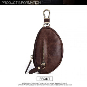 Men's Classic Cowhide Car Key Zipper Wallet