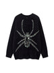 Spider Jacquard Knit Crew Neck Sweater